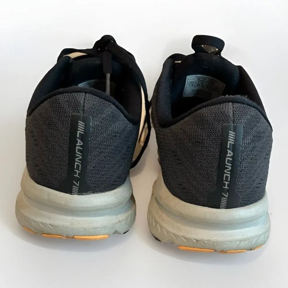 Brooks Launch 7 Running Shoe Women Ebony/Black/Cantaloupe Orange Size 7.5